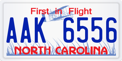 NC license plate AAK6556