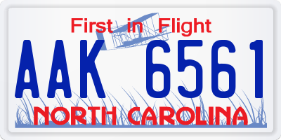 NC license plate AAK6561