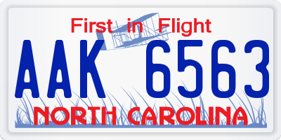 NC license plate AAK6563