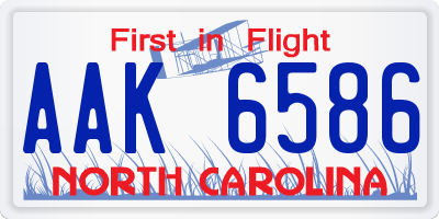 NC license plate AAK6586