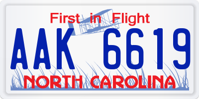 NC license plate AAK6619