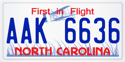 NC license plate AAK6636