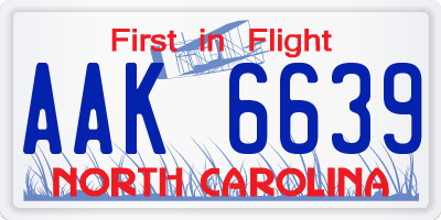 NC license plate AAK6639
