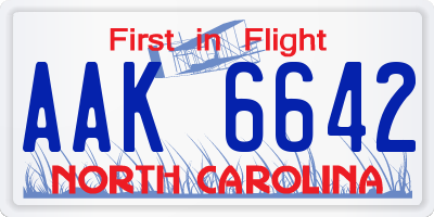 NC license plate AAK6642
