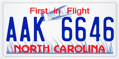 NC license plate AAK6646