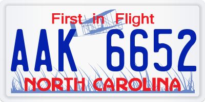 NC license plate AAK6652