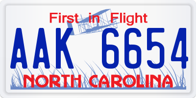 NC license plate AAK6654