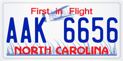 NC license plate AAK6656