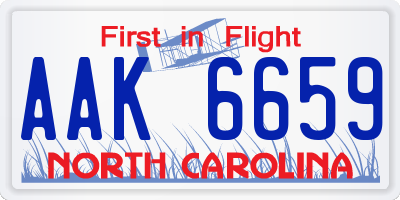 NC license plate AAK6659