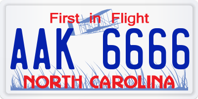 NC license plate AAK6666