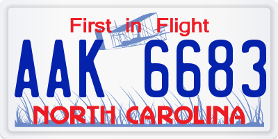 NC license plate AAK6683