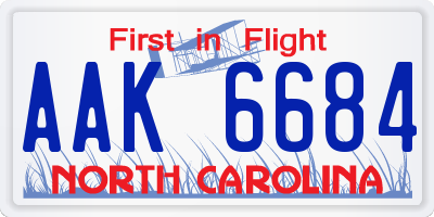 NC license plate AAK6684