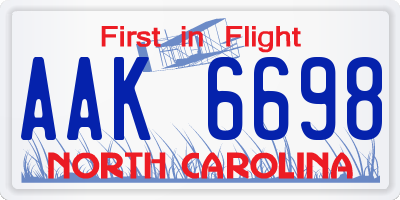 NC license plate AAK6698