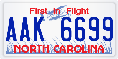 NC license plate AAK6699