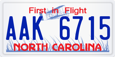 NC license plate AAK6715