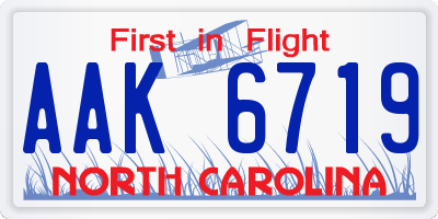 NC license plate AAK6719