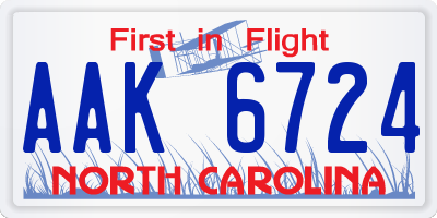 NC license plate AAK6724