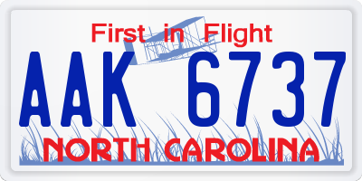 NC license plate AAK6737