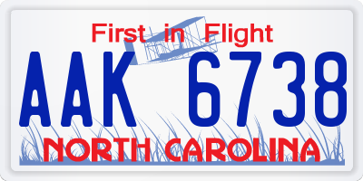 NC license plate AAK6738