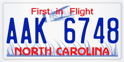 NC license plate AAK6748