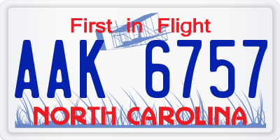 NC license plate AAK6757