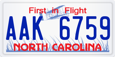 NC license plate AAK6759