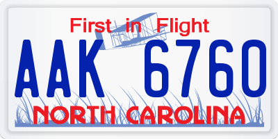 NC license plate AAK6760