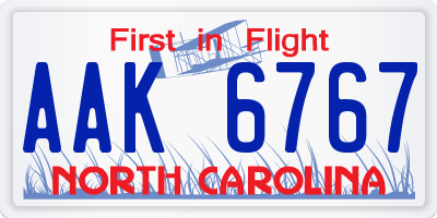 NC license plate AAK6767