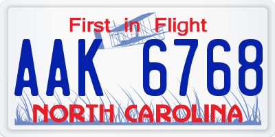NC license plate AAK6768