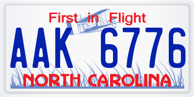 NC license plate AAK6776