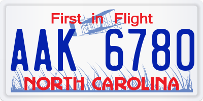 NC license plate AAK6780