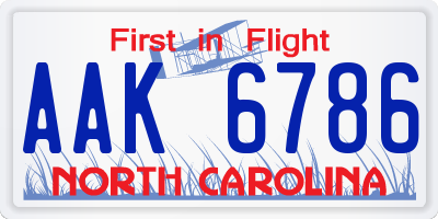 NC license plate AAK6786