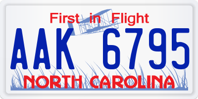 NC license plate AAK6795