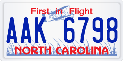 NC license plate AAK6798