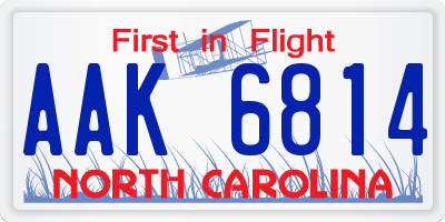 NC license plate AAK6814