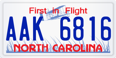 NC license plate AAK6816