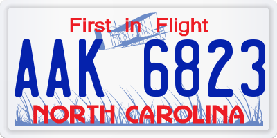 NC license plate AAK6823