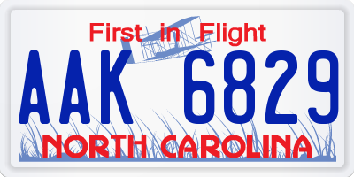 NC license plate AAK6829