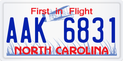 NC license plate AAK6831