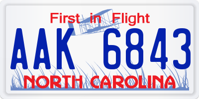 NC license plate AAK6843