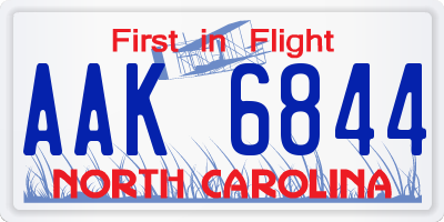 NC license plate AAK6844