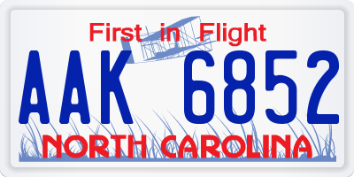 NC license plate AAK6852