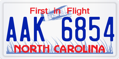 NC license plate AAK6854