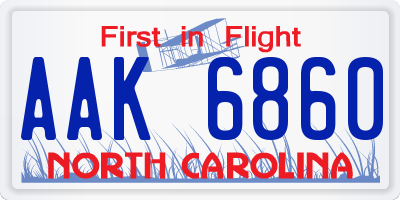 NC license plate AAK6860