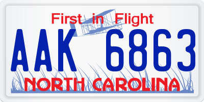 NC license plate AAK6863