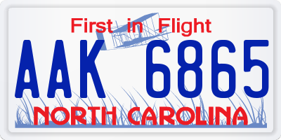 NC license plate AAK6865