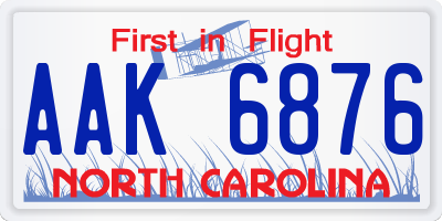 NC license plate AAK6876