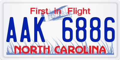 NC license plate AAK6886