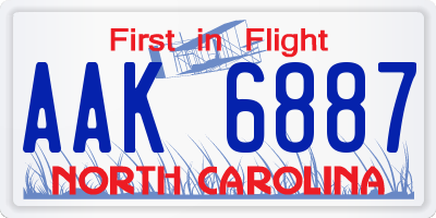 NC license plate AAK6887
