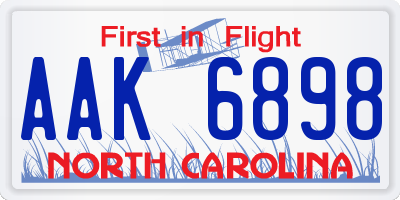 NC license plate AAK6898
